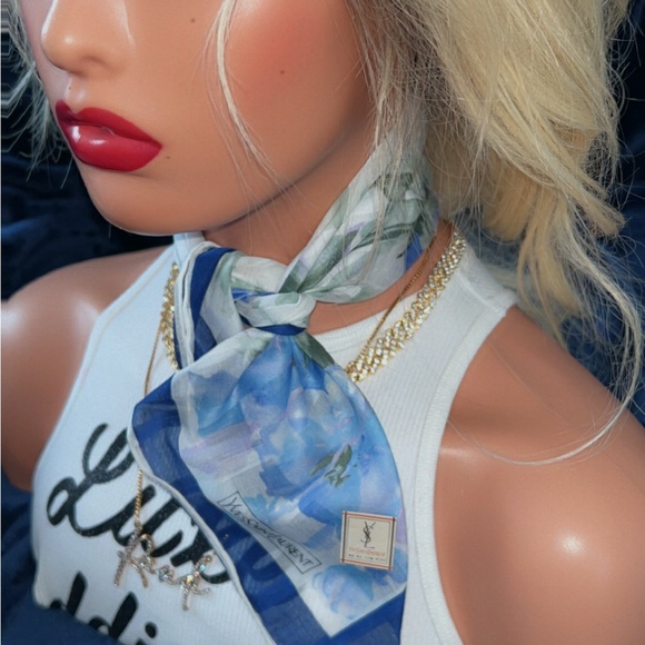 Yves Saint Laurent Blue and White Scarf - Picture 5 of 12